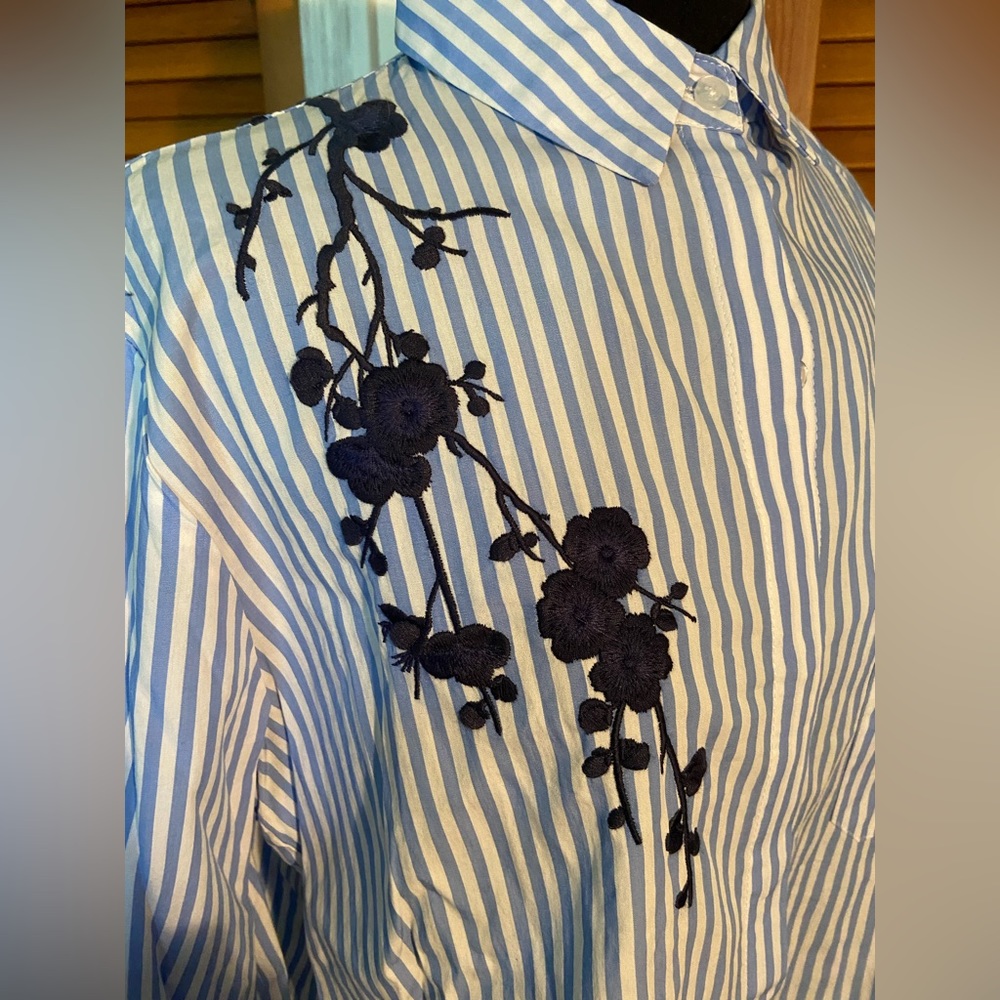 EmoryPark wharf, embroidered button-down top Light Blue XL